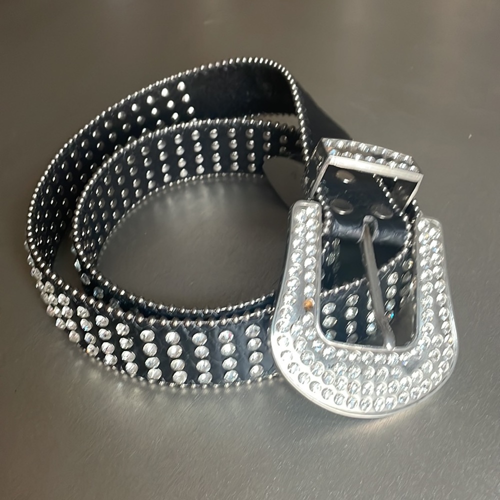 Symeli black rhinestone belt in medium